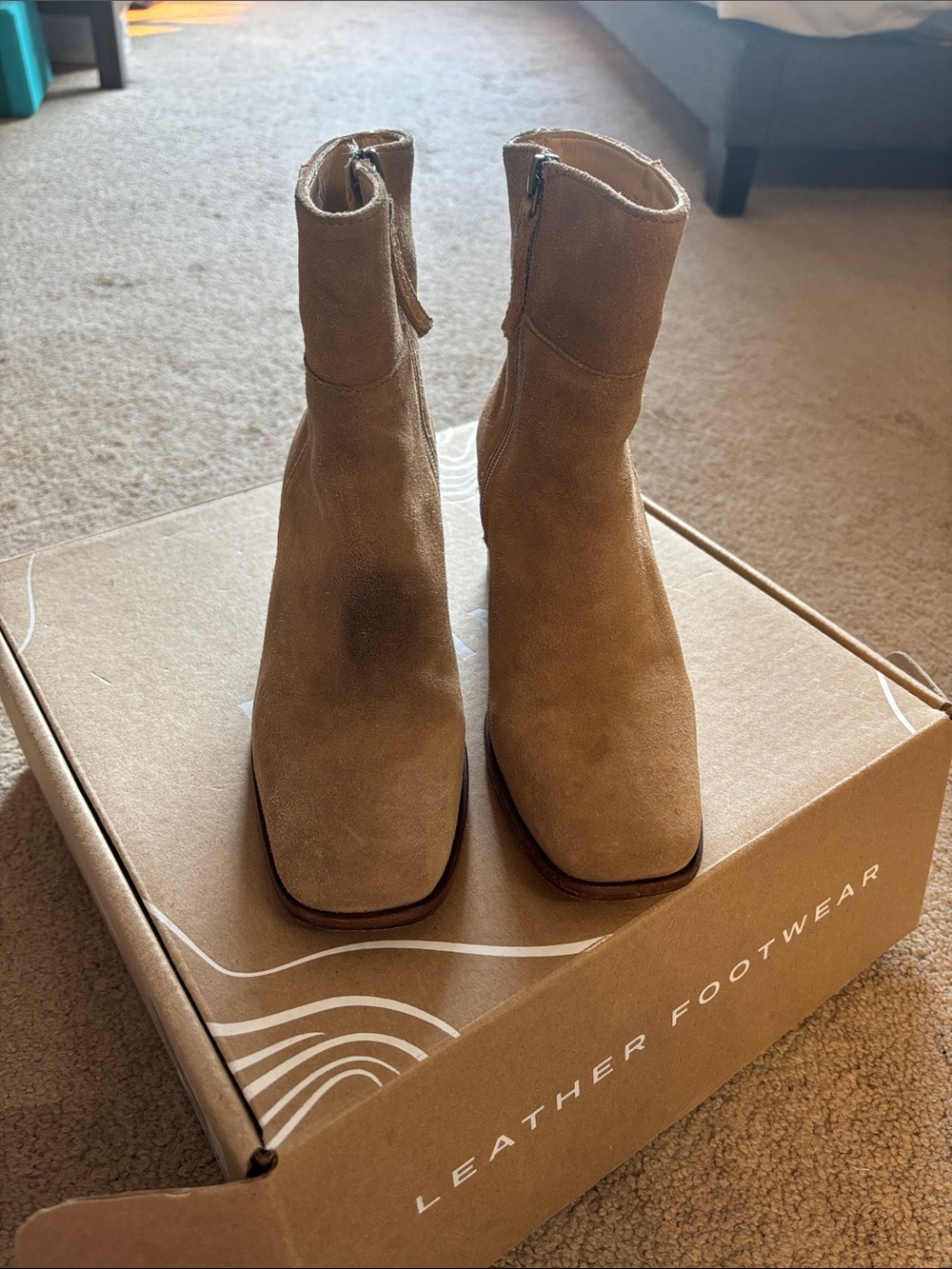 Suede Ankle Boots in Taupe